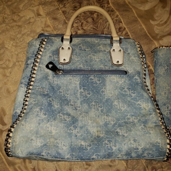 GUC - Blue Denim Guess Handbag + Matching Wallet - Picture 5 of 15